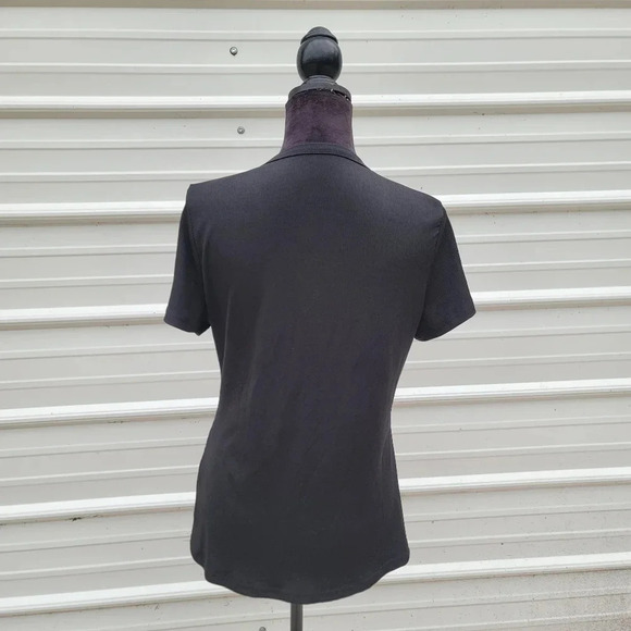 NWOT Women's RB5842 Black Snap Stretch Polyester T-Shirt Ribbed XL - Picture 7 of 7